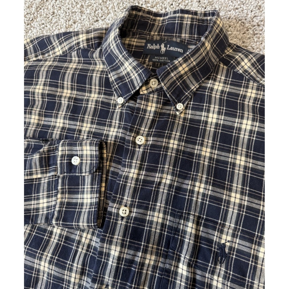 Ralph Lauren McMeel Shirt‎ Long Sleeve Button Down Plaid Pony Large